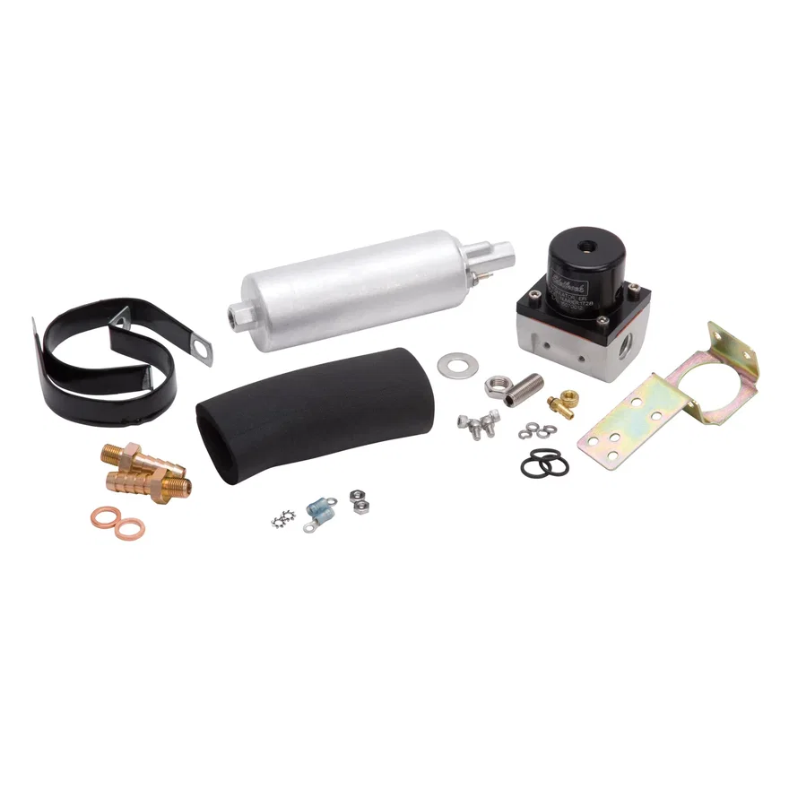 Edelbrock 35943, Inline Fuel Pump & Regulator Kit (Electric Fuel Pump #3594 & Regulator #1728)