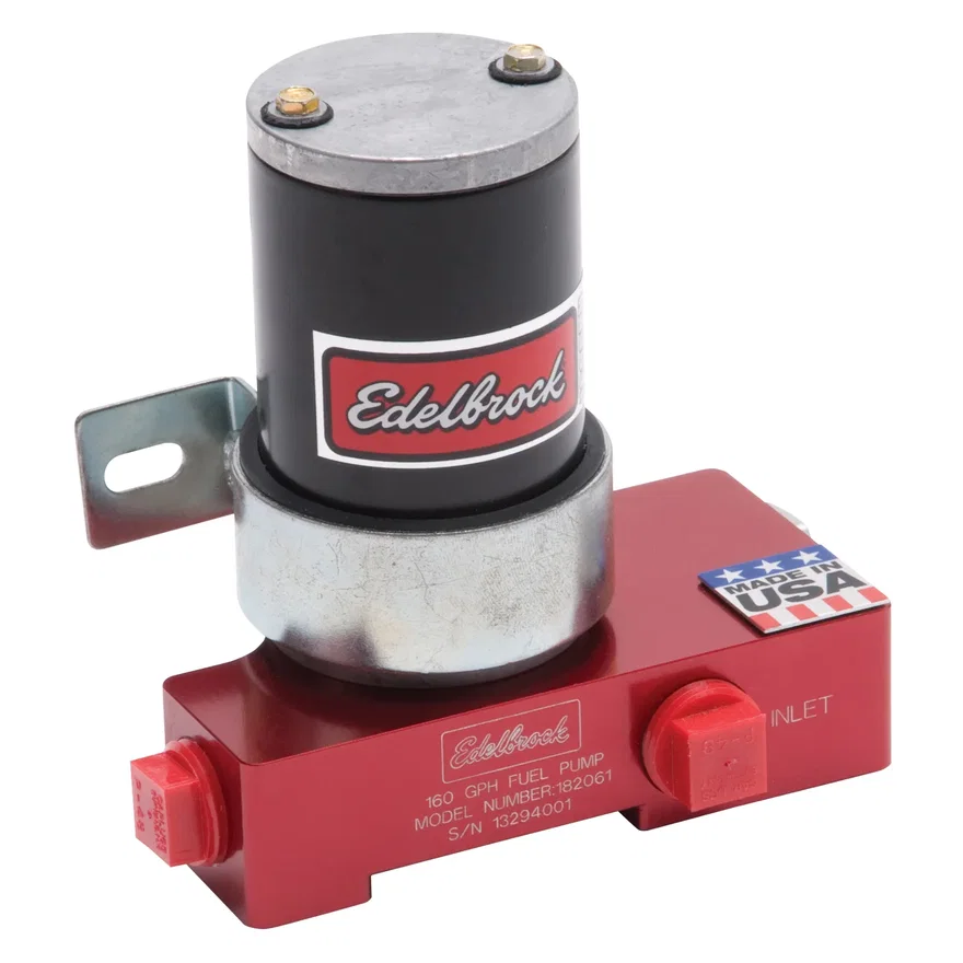 Edelbrock 182061, Quiet-Floâ„¢ In-Line Red Electric Fuel Pump - 160 GPH