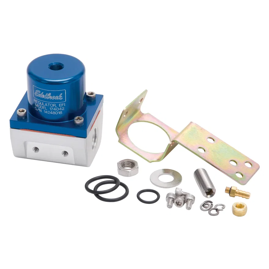 Edelbrock 174042, EFI Fuel Pressure Regulator -6 AN (180 GPH) in Blue/Clear Finish