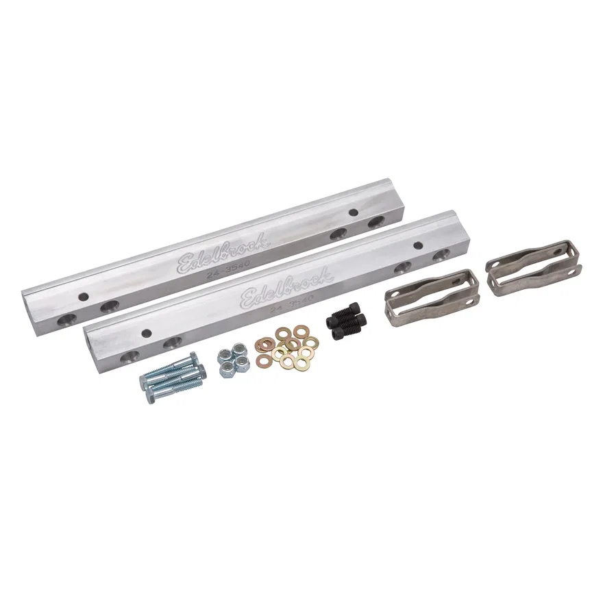 Edelbrock 3631, Fuel Rail Kit for Small-Block Chevy E-Tec EFI -6 AN in Clear Finish