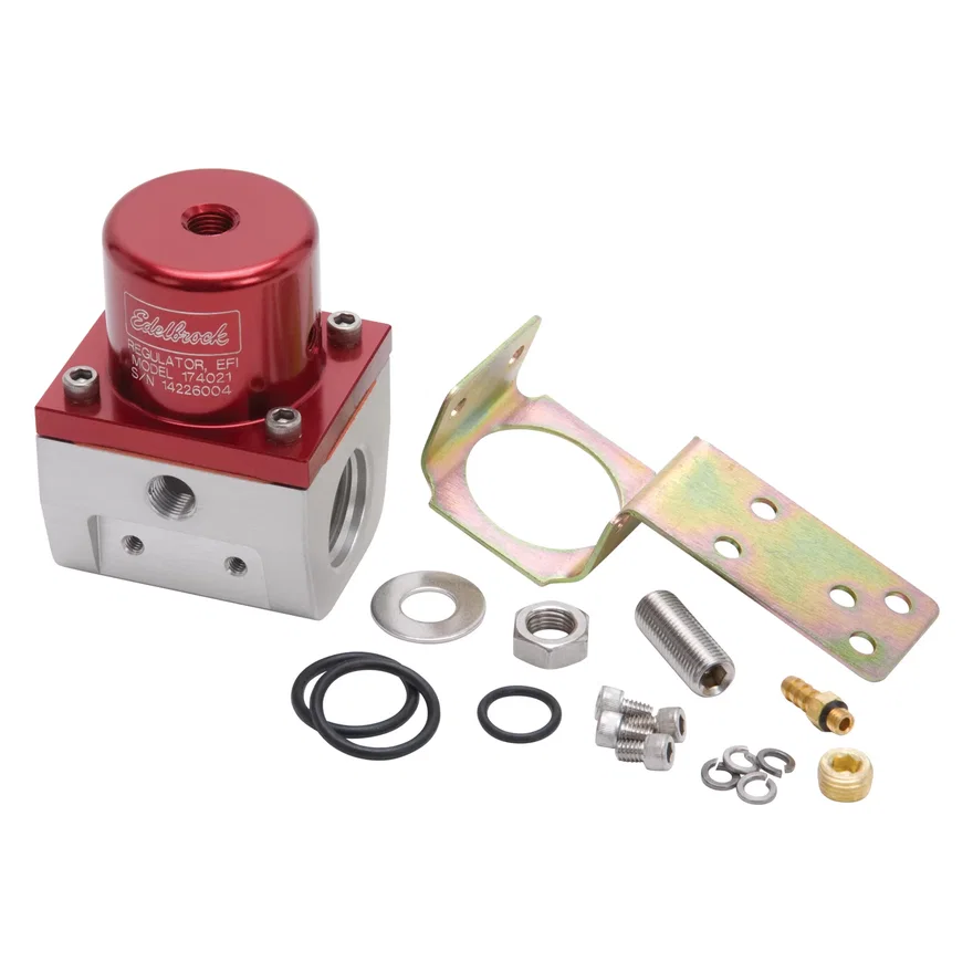 Edelbrock 174021, EFI Fuel Pressure Regulator -10 AN (180 GPH) in Red/Clear Finish
