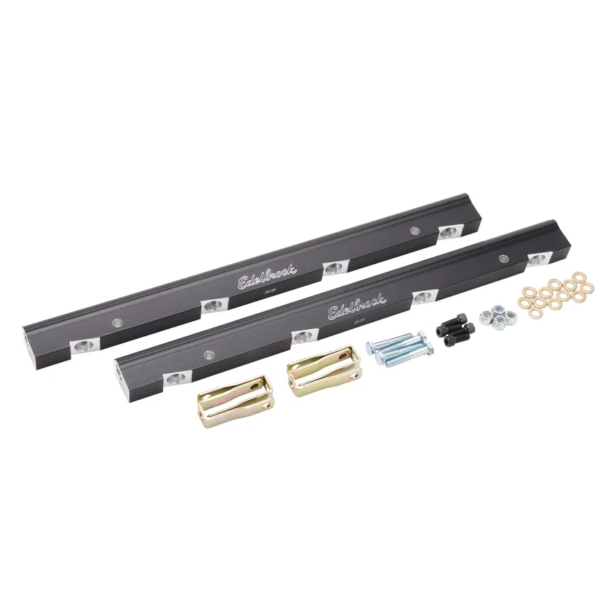Edelbrock 3638, Fuel Rail Kit for LS Victor EFI -6 AN in Black Finish