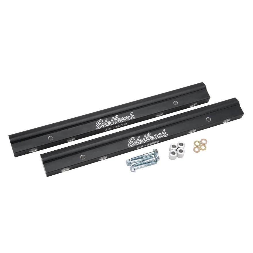 Edelbrock 3659, Fuel Rail Kit for Big-Block Chevy -8 AN in Black Finish