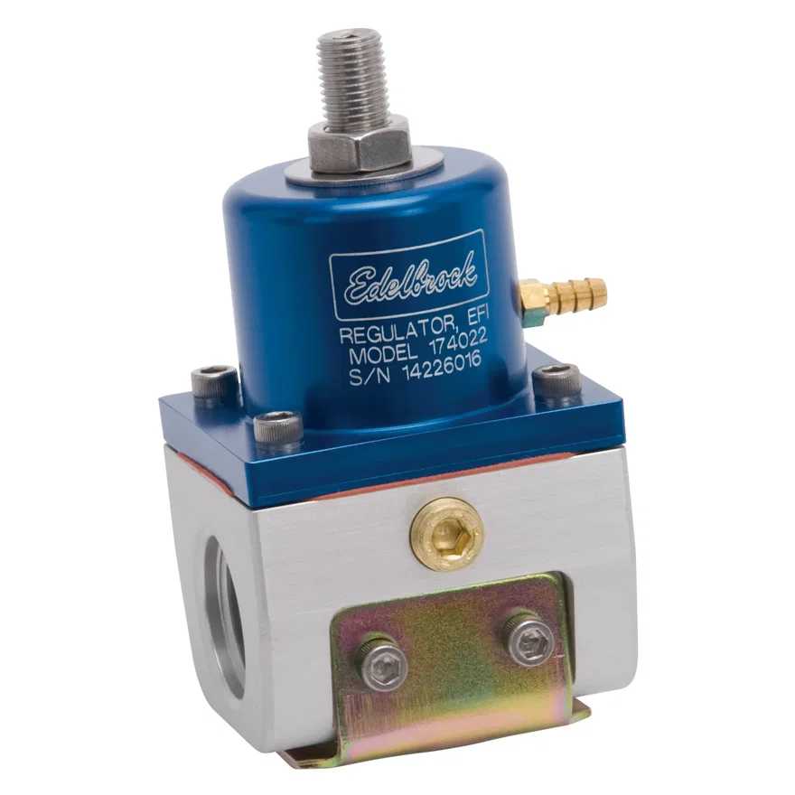 Edelbrock 174022, EFI Fuel Pressure Regulator -10 AN (180 GPH) in Blue/Clear Finish