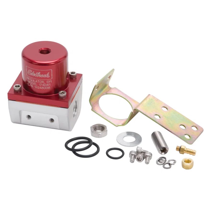 Edelbrock 174041, EFI Fuel Pressure Regulator -6 AN (180 GPH) in Red/Clear Finish