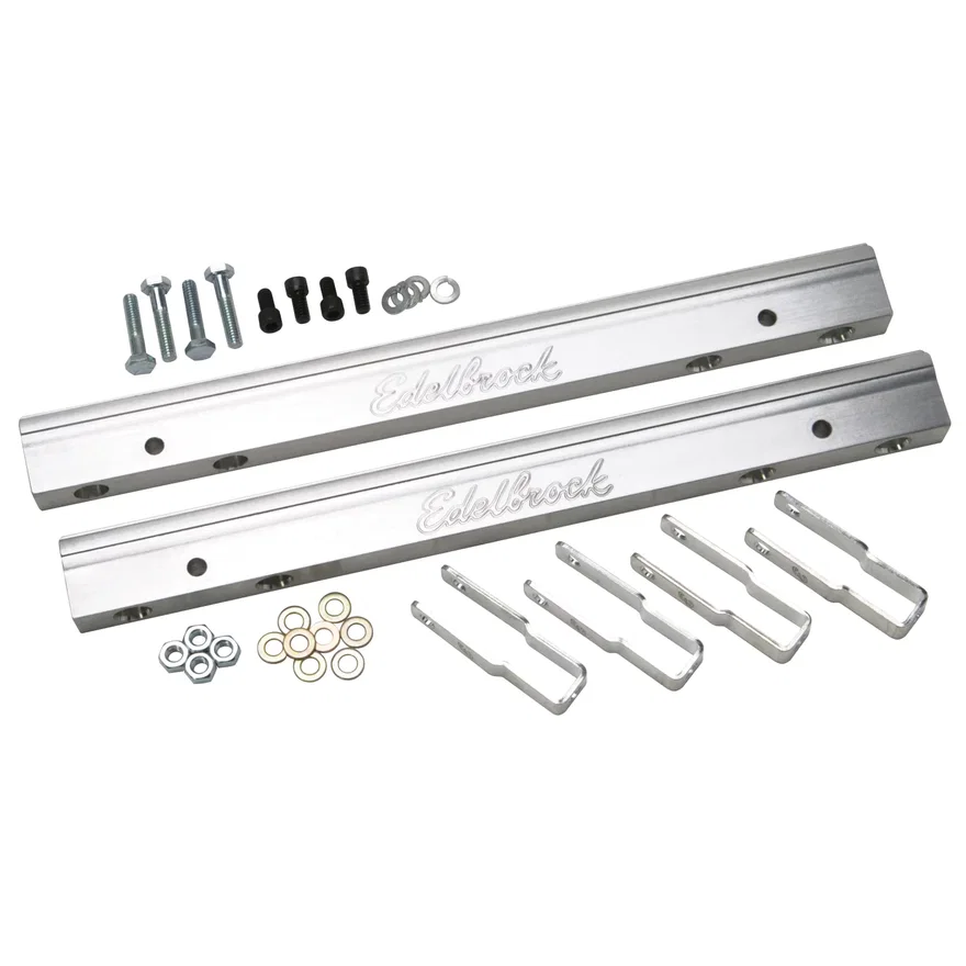 Edelbrock 3633, Fuel Rail Kit for Big-Block Chevy -6 AN in Clear Finish