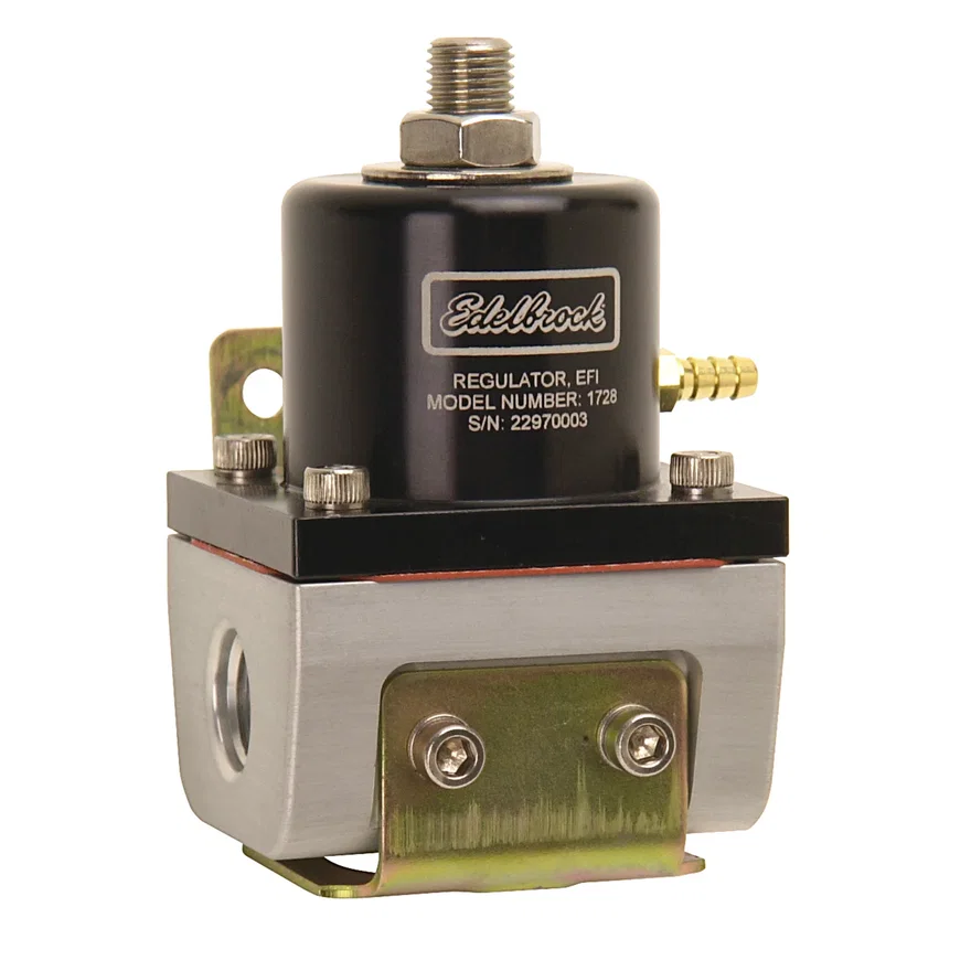 Edelbrock 1728, EFI Fuel Pressure Regulator -6 AN (180 GPH) in Black/Clear Finish