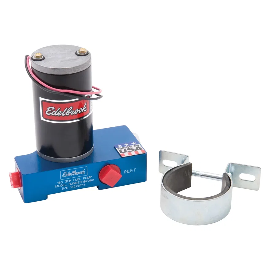 Edelbrock 182062, Quiet-Floâ„¢ In-Line Blue Electric Fuel Pump - 160 GPH