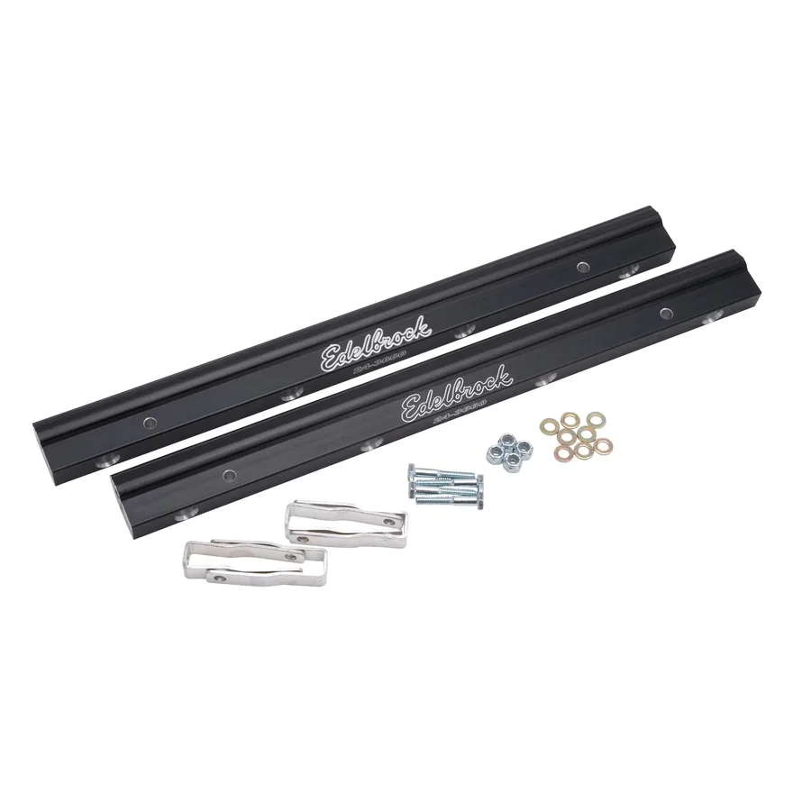 Edelbrock 3660, Fuel Rail Kit for Small-Block Chrysler Gen II 426-572 HEMI -8 AN in Black Finish