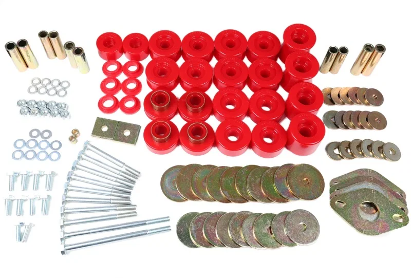 Energy Suspension 8.4113R, 91-97 Toyota Land Cruiser FJ80 Body Mount Set w/ Hardware - Red