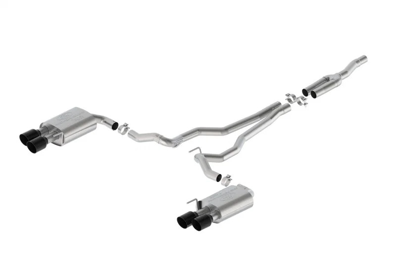Ford Racing M-5200-M2EBV, 2024 Mustang 2.3L Extreme Non-Active Cat-Back Exhaust w/GT Valance - Black Tip