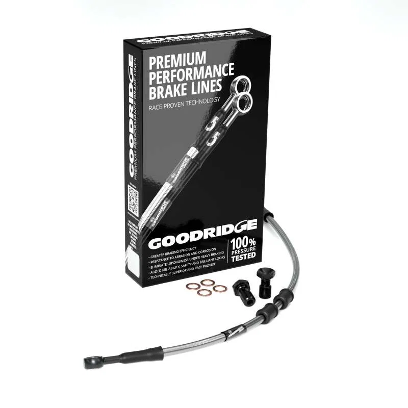Goodridge HD0042-1FB-CL10, 00-05 HD FXD/C +10in Clear Brake Line Kit w/Black Fittings