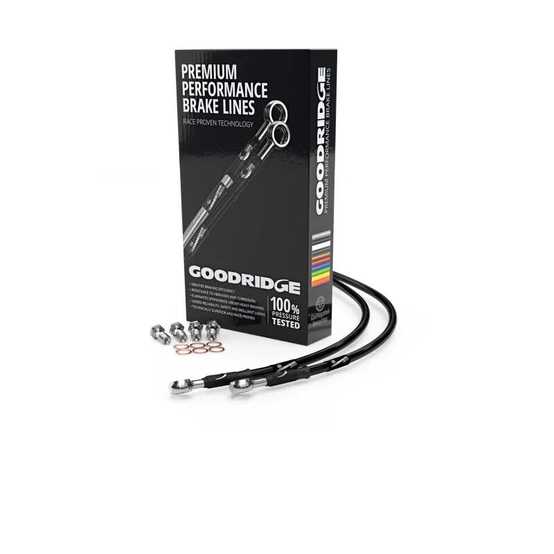 Goodridge HD0063-2RC-BK, 00-03 H-D FLSTS Softail Heritage Springer (w/o ABS) Clear Rear Brake Line w/Black Fittings for Harley-Davidson FLSTS Heritage Springer