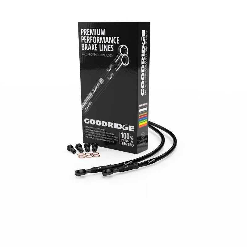 Goodridge HD0062-1FB-BK, 00-07 Harley-Davidson FXSTD Black Front Brake Line w/Black Fitting