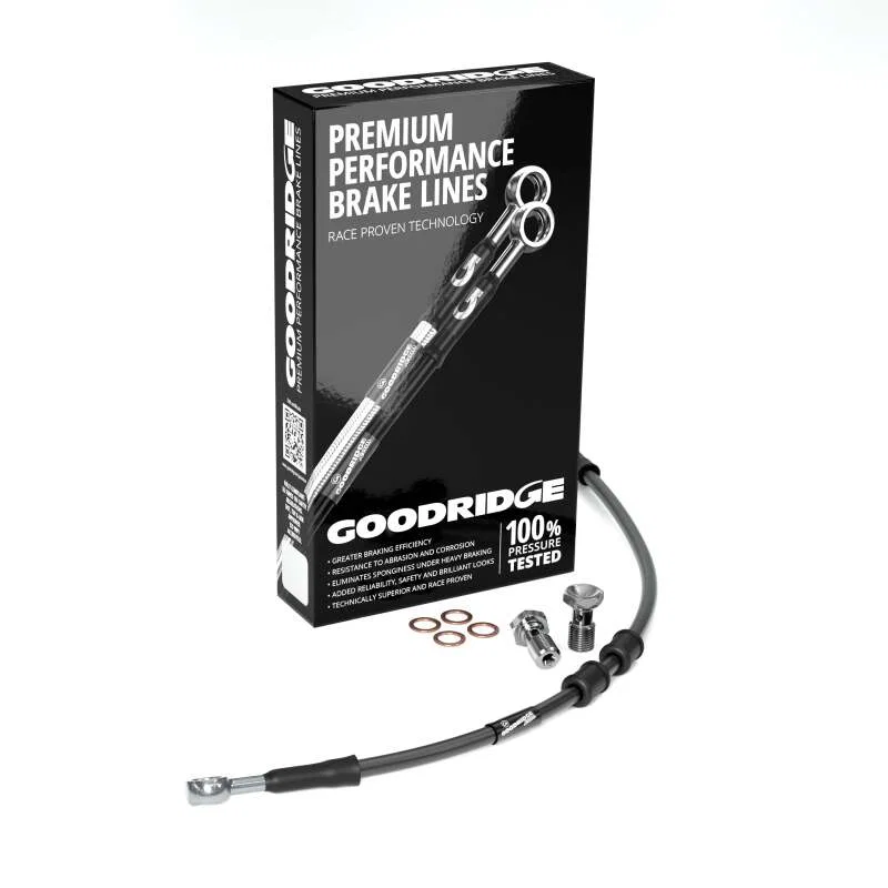 Goodridge HD0042-1FC-BK10, 00-05 HD FXD/C +10in Black Brake Line Kit w/Stainless Steel Fittings