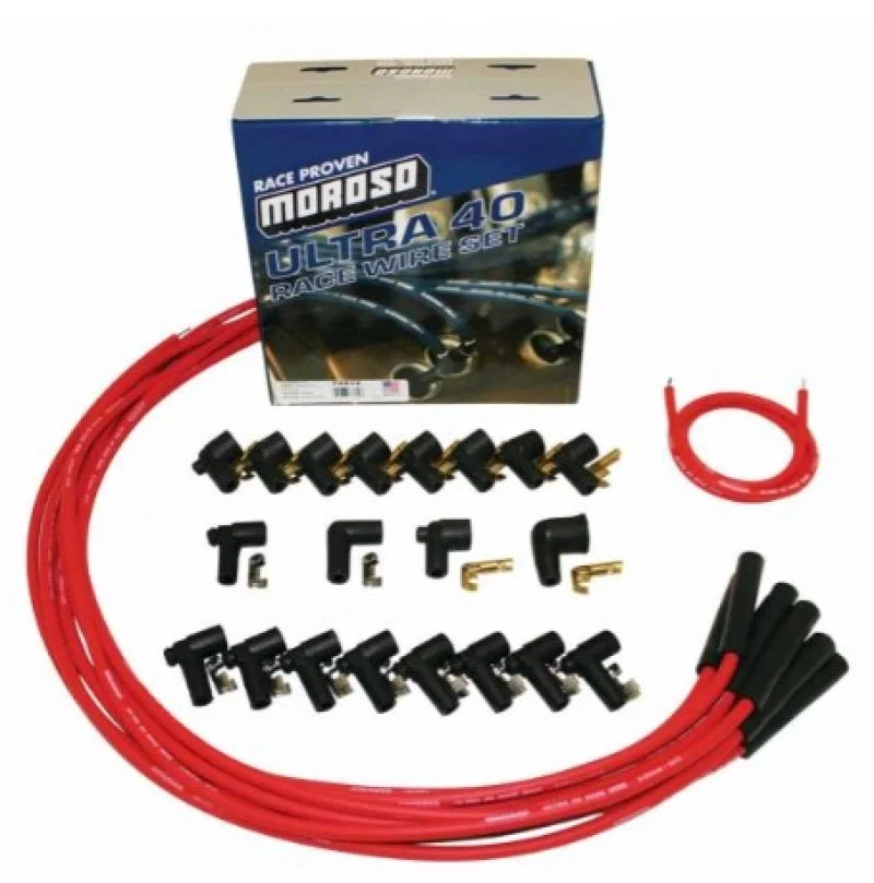 Moroso 73812, Universal Ignition Wire Set - Ultra 40 - Unsleeved - Straight - Red