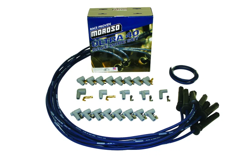 Moroso 73813, Universal Ignition Wire Set - Ultra 40 - Unsleeved - Straight - Pro-Boot - Blue