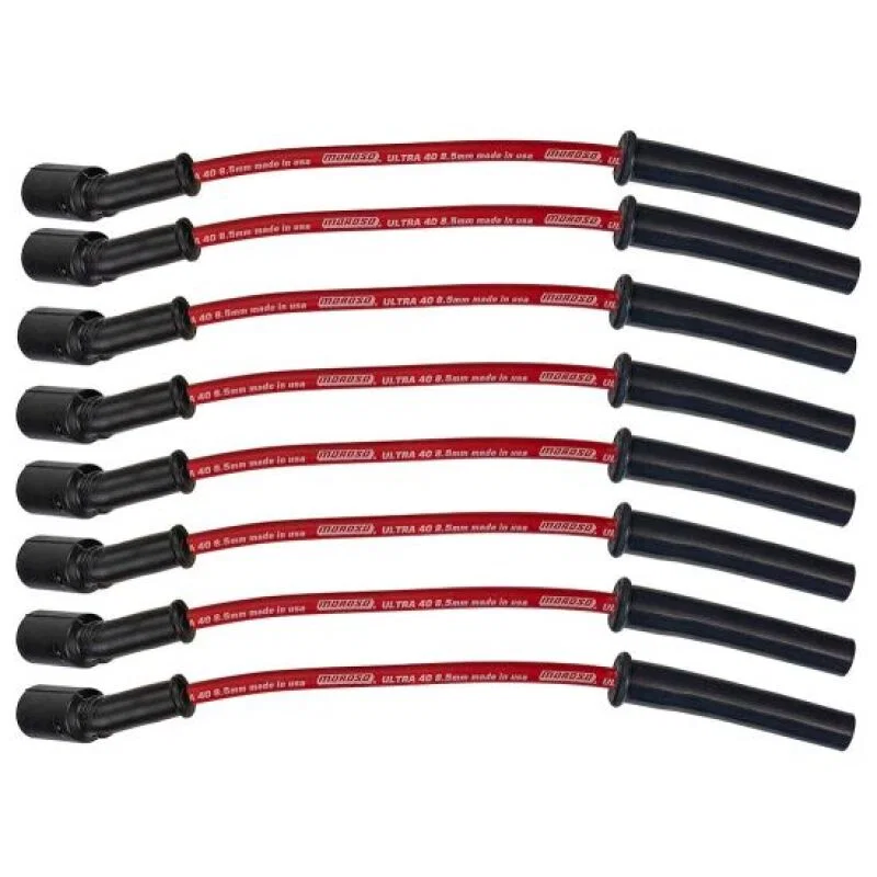Moroso 73758, 99-13 GM LS/LQ 4.8/5.3/5.7/6.0/6.2L Ultra 40 8.5mm Multi-Angle Boot Spark Plug Wire Set - Red