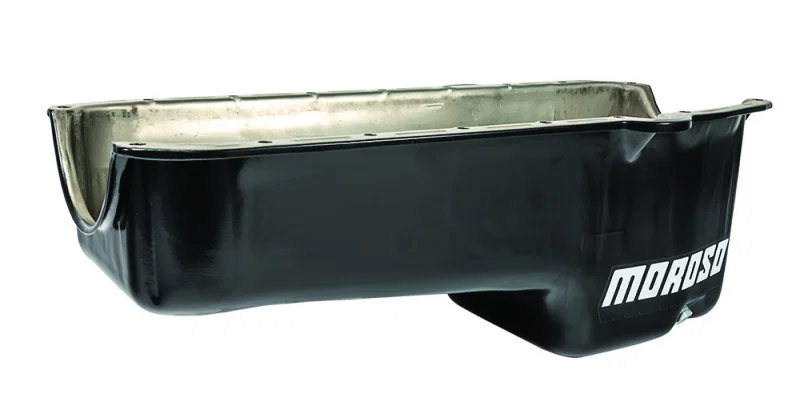Moroso 20170, Pre-80 Chevrolet Small Block (w/Driver Side Dipstick) Wet Sump 5qt 7.5in Steel Oil Pan - Blk
