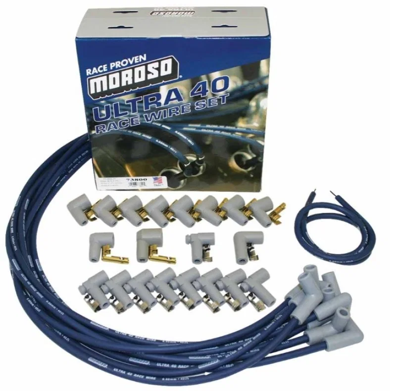 Moroso 73800, Universal Ignition Wire Set - Ultra 40 - 90 Degree - Blue
