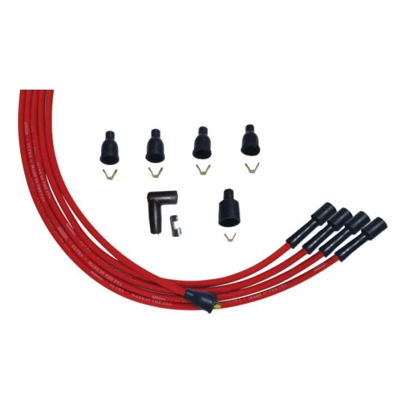 Moroso 52004, 4 Cly Straight Plug Non-HEI Unsleeved Ultra Spark Plug Wire Set - Red