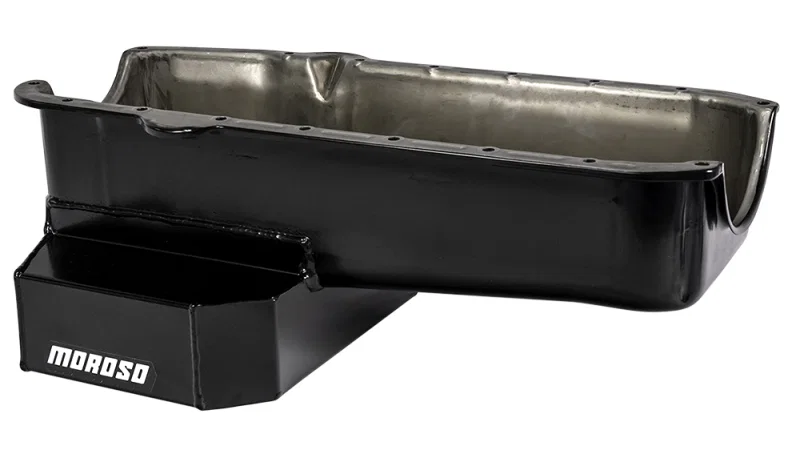 Moroso 21316, Pre-80 Chevrolet SBC (w/Driver Side Dipstick) Wet Sump 7qt 7.5in Steel Oil Pan - Black