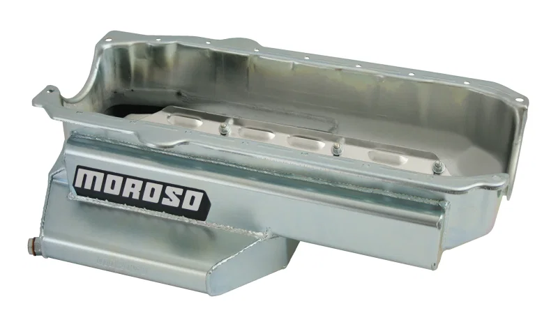 Moroso 21314, Pre-85 Chevrolet Small Block (w/Passenger Side Dipstick) Wet Sump 6qt 6.5in Steel Oil Pan