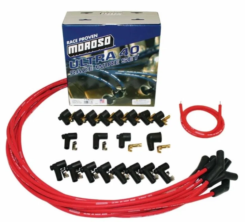 Moroso 73836, Universal Ignition Wire Set - Ultra 40 - Unsleeved - 135 Degree - Red