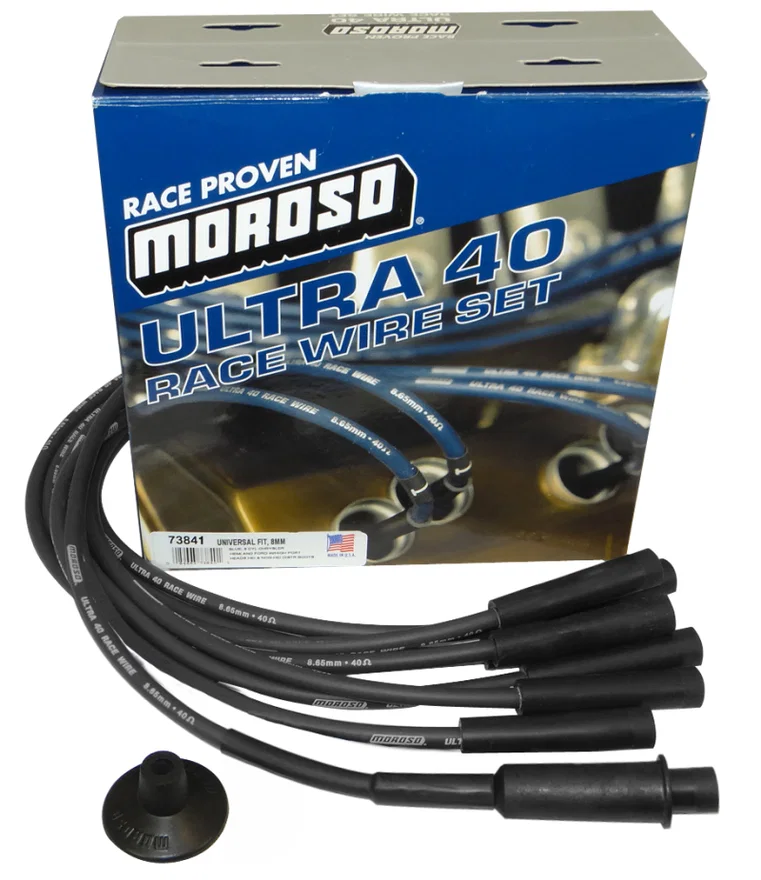 Moroso 73841, Universal/Mopar/Chrysler (w/Hemi Heads) Ignition Wire Set - Ultra 40 - Black