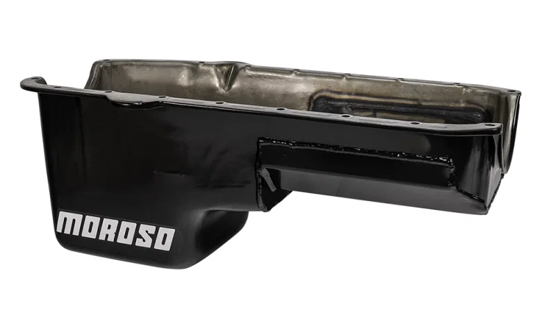 Moroso 20230, Pre-85 Chevrolet Small Block (w/Driver Side Dipstick) Wet Sump 6qt 8.25in Steel Oil Pan - Blk
