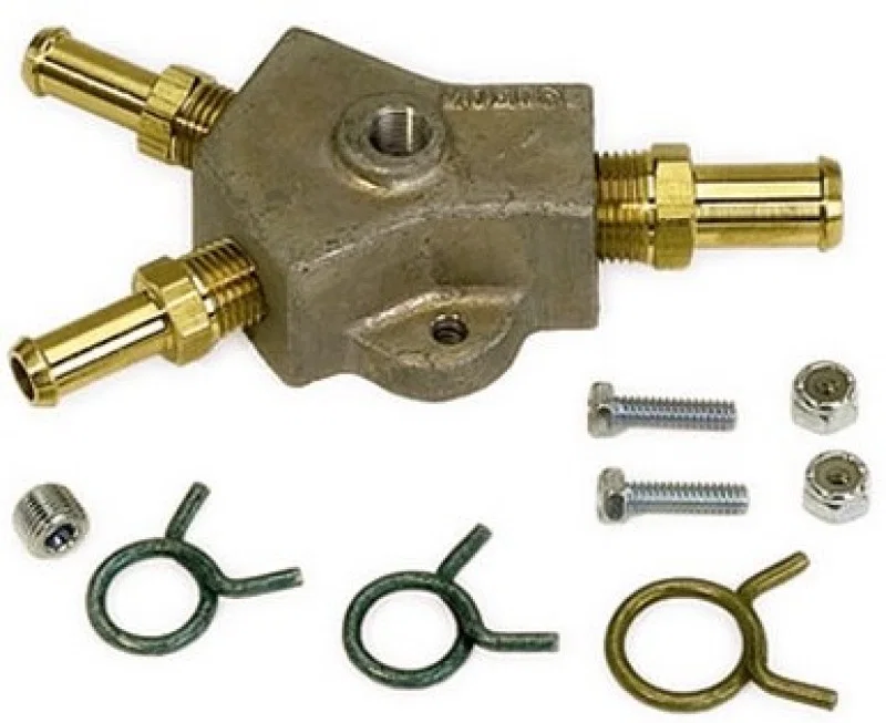 Moroso 65170, Universal Fuel Block Kit - 1/2in Hose Inlet w/Two 1/2in Hose Outlets