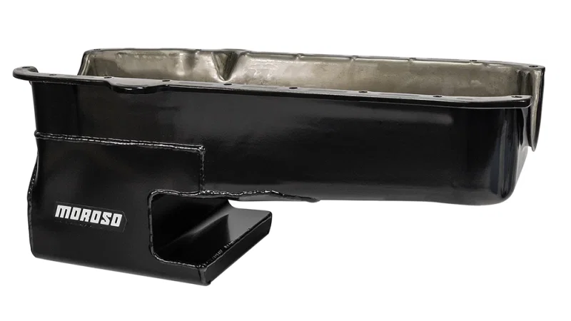 Moroso 20211, Pre-80 Chevrolet Small Block (w/Driver Side Dipstick) Wet Sump 6qt 9in Steel Oil Pan - Black