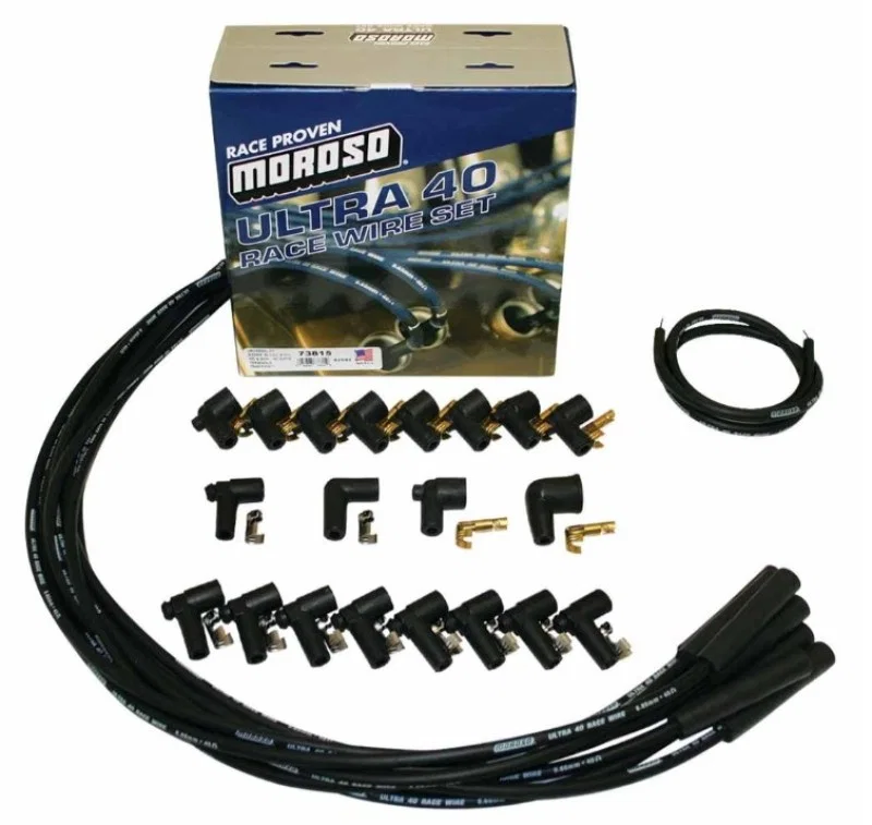 Moroso 73815, Universal Ignition Wire Set - Ultra 40 - Unsleeved - Straight - Black