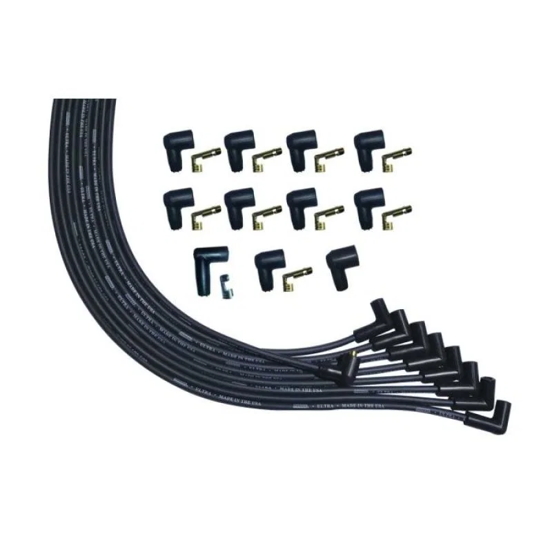 Moroso 51007, Universal V8 90 Deg Plug Unsleeved 90 Non-HEI Ultra Spark Plug Wire Set - Black