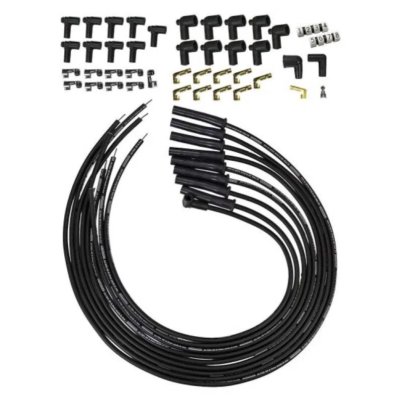 Moroso 73763, Universal HEI/Non-HEI Style Caps Ultra 40 8mm Multi-Angle Boot Spark Plug Wire Set - Black