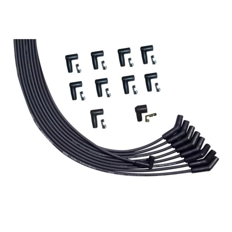 Moroso 51009, Universal V8 135 Deg Plug Unsleeved HEI Ultra Spark Plug Wire Set - Black
