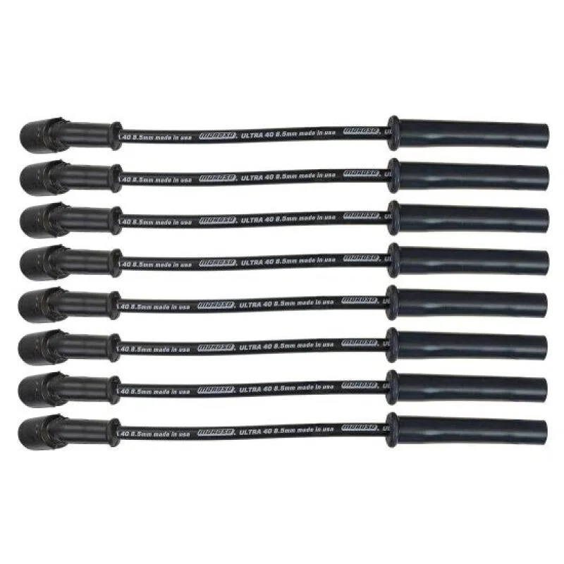 Moroso 73757, 99-13 GM LS/LQ 4.8/5.3/5.7/6.0/6.2L Ultra 40 8.5mm Multi-Angle Boot Spark Plug Wire Set - Blk