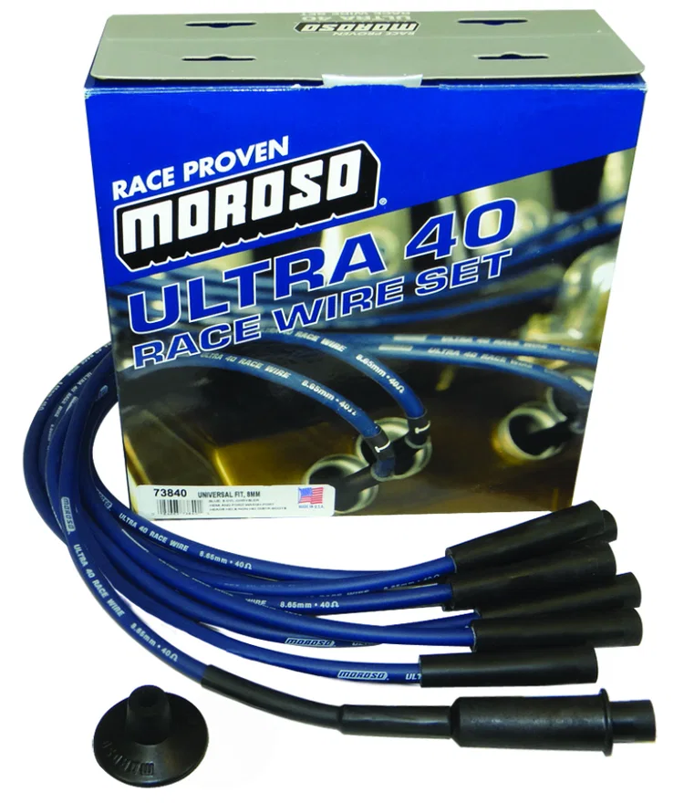 Moroso 73840, Universal/Mopar/Chrysler (w/Hemi Heads) Ignition Wire Set - Ultra 40 - Blue