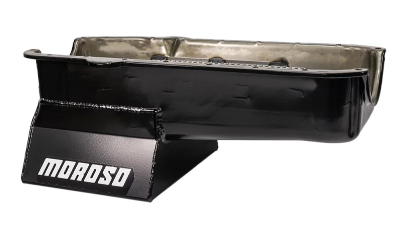 Moroso 20191, Pre-80 Chevrolet Small Block (w/Driver Side Dipstick) Wet Sump 7qt 8.25in Steel Oil Pan -Blk
