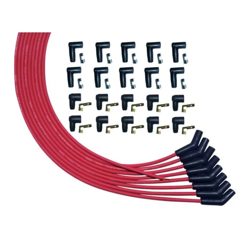 Moroso 52008, V8 135 Deg Plug Universal HEI And Non-HEI Ultra Spark Plug Wire Set - Red