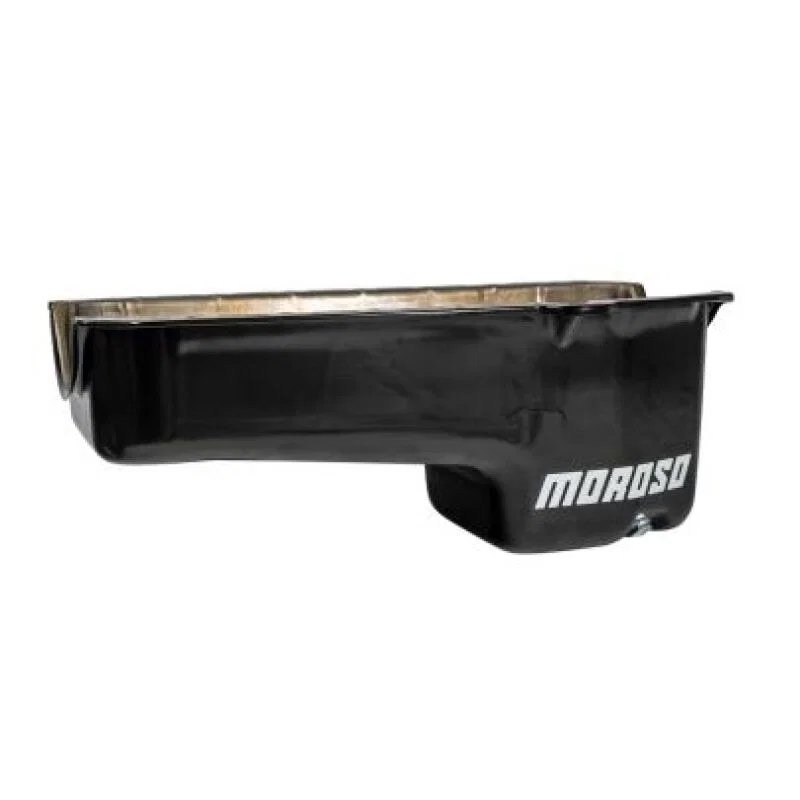 Moroso 20180, Pre-80 Chevrolet Small Block (w/Driver Side Dipstick) Wet Sump 6qt 8.25in Steel Oil Pan - Blk