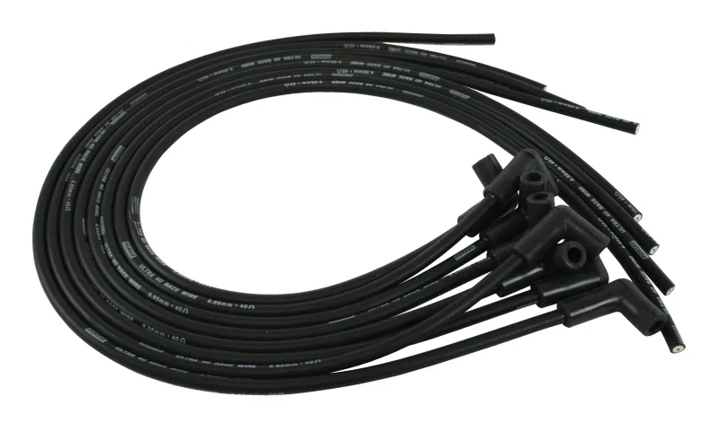 Moroso 73814, Universal Ignition Wire Set - Ultra 40 - Unsleeved - 90 Degree - Black