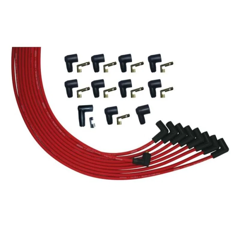 Moroso 52007, V8 Universal 90 Deg Plug Non-HEI Ultra Spark Plug Wire Set - Red