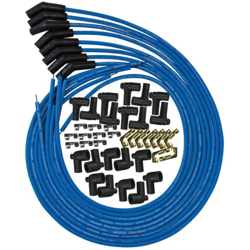 Moroso 73220, Universal Ignition Wire Set - Blue Max - Spiral Core - Unsleeved - 135 Degree - Blue