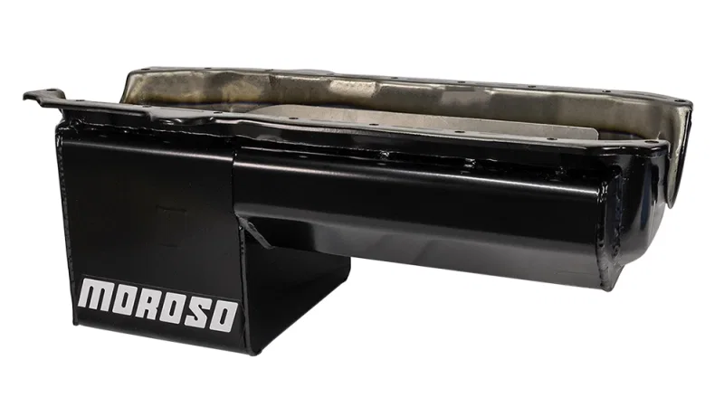 Moroso 21017, Pre-85 Chevrolet Small Block/Dart SHP Power Pouch Wet Sump 7qt 8.25in Steel Oil Pan - Black