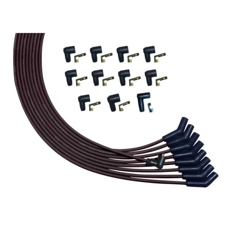 Moroso 51010, Universal V8 Unsleeved Non-HEI 135 Deg Plug Boots Ultra Spark Plug Wire Set - Black