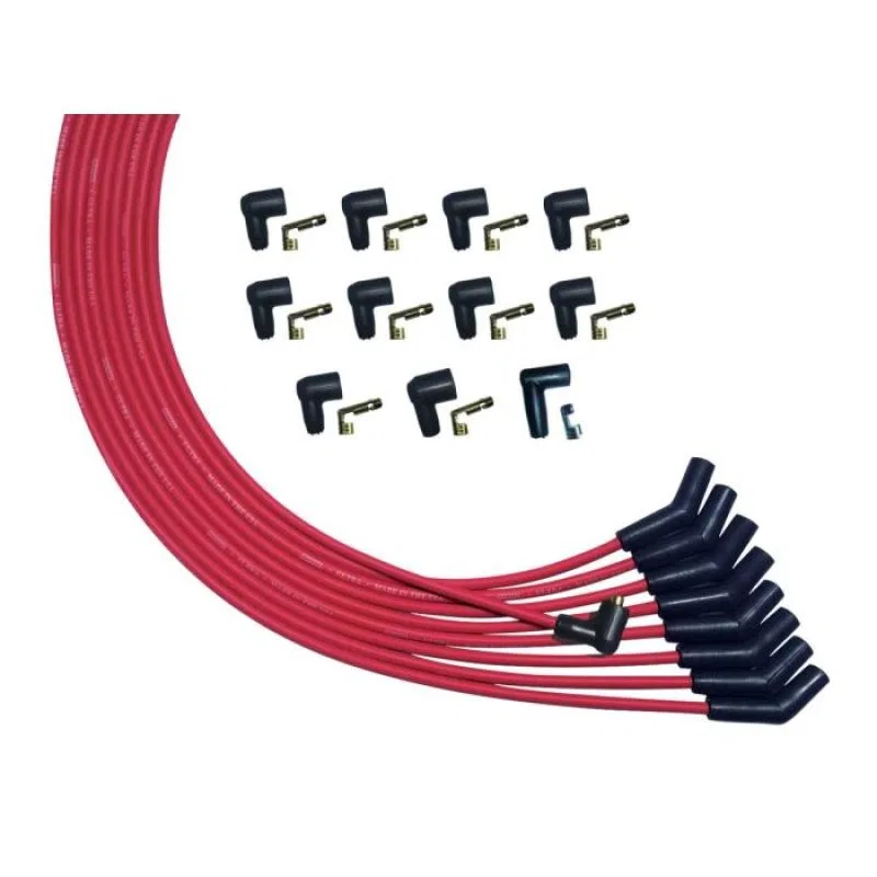 Moroso 52010, V8 135 Deg Plug Non-HEI Unsleeved Ultra Spark Plug Wire Set - Red