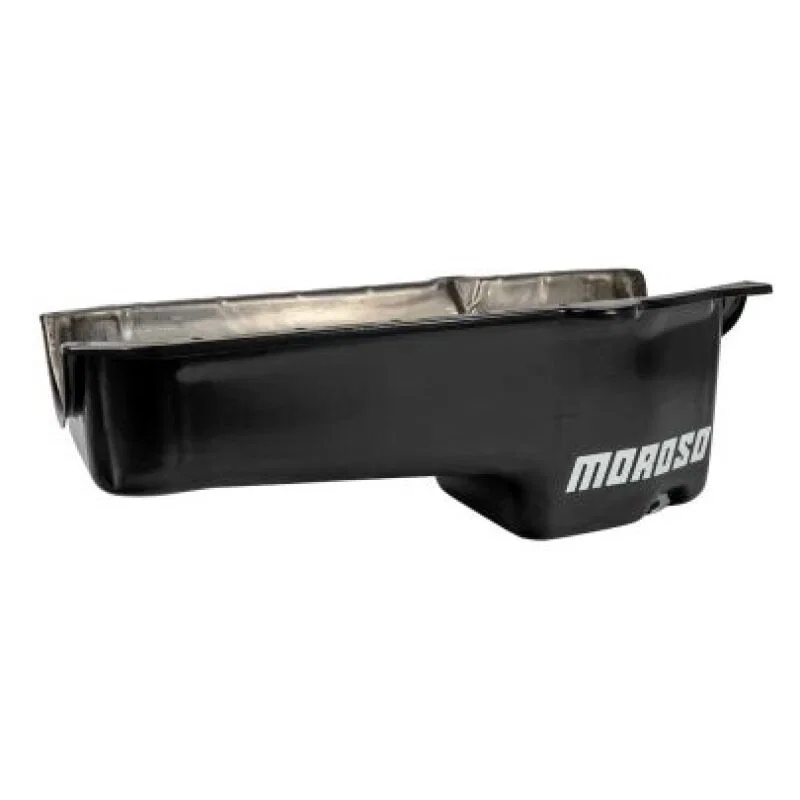Moroso 20172, 1986+ Chevrolet Small Block (w/Passenger Side Dipstick) Wet Sump 5qt 7.5in Steel Oil Pan- Blk