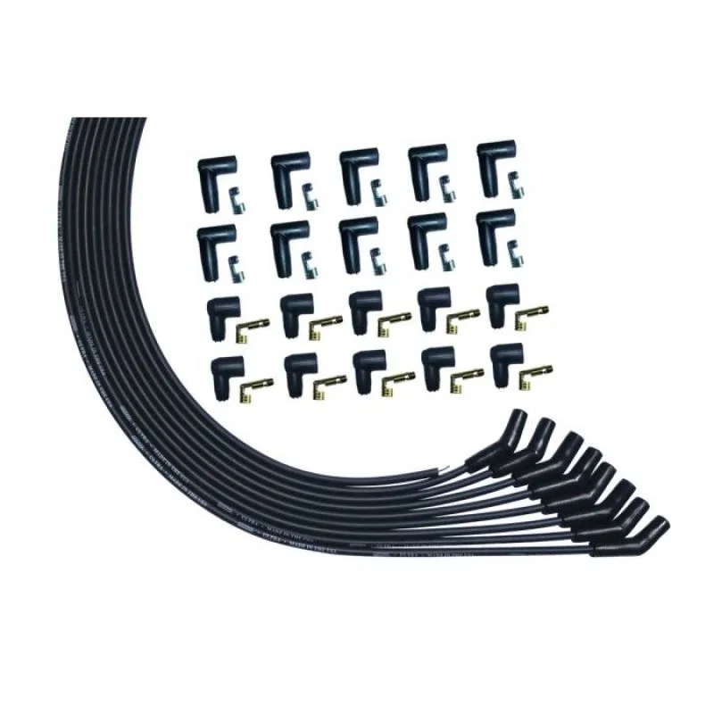 Moroso 51008, Universal V8 135 Deg Unsleeved HEI/Non-HEI Ultra Spark Plug Wire Set - Black