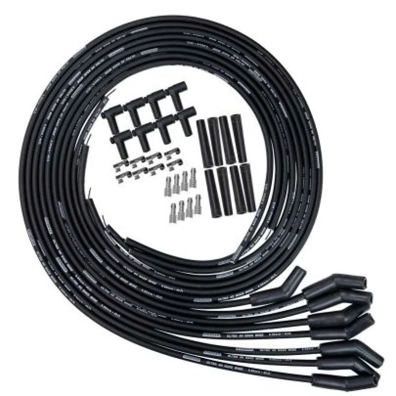 Moroso 73853, Universal 135 Degree Plug Boot Black Ultra 40 Wire Set Kit